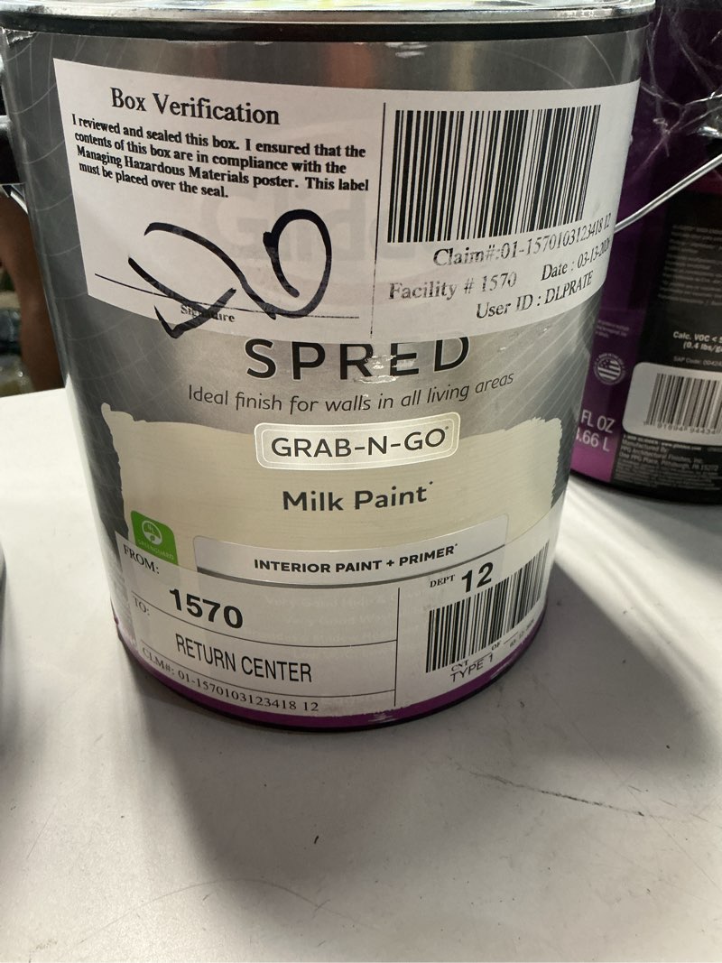 Condition photo showing Good Condition for glidden spred grab-n-go milk paint / eggshell interior paint with primer, 1 gallon 