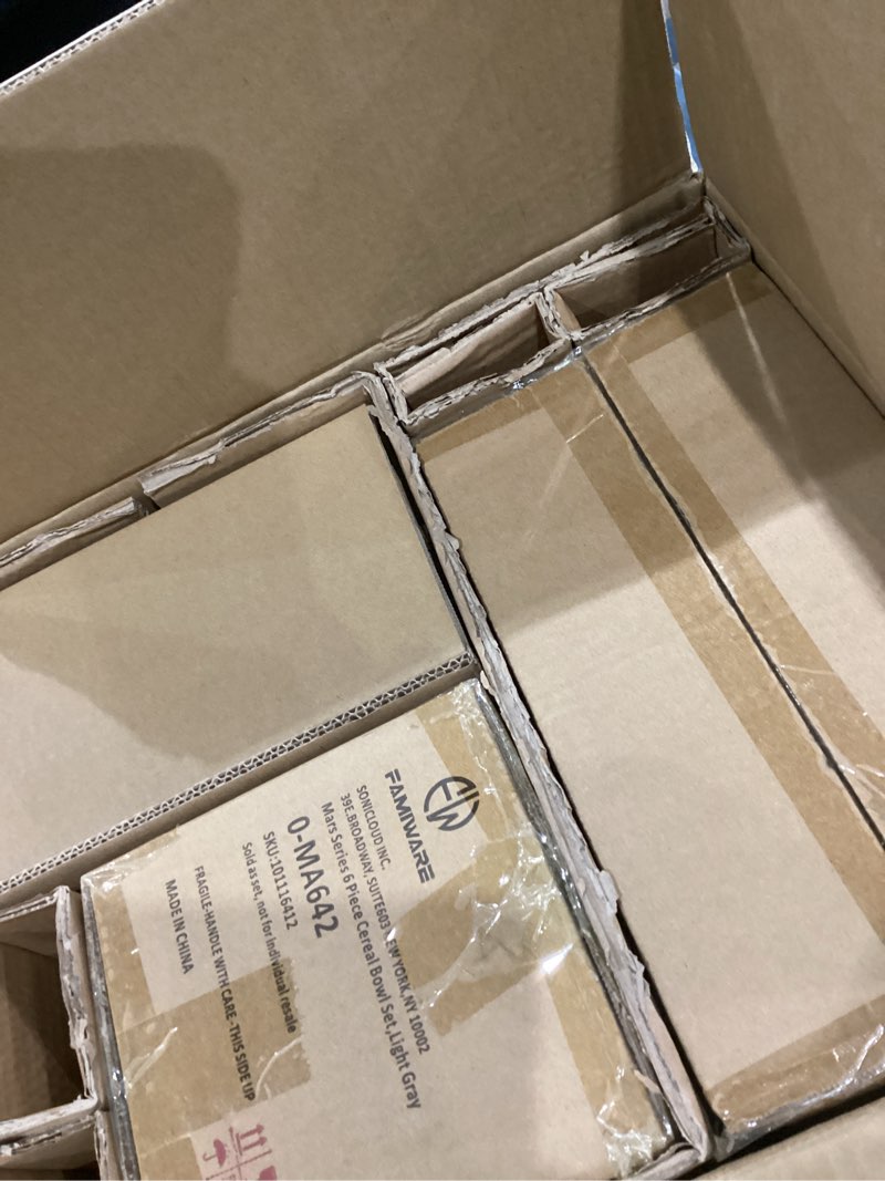 Condition photo showing As Is for Famiware Mars Plates and Bowls Set, 18 Pieces Dinnerware Sets, Dishes Set for 6, Light Gray Light Gray Set(18pcs)