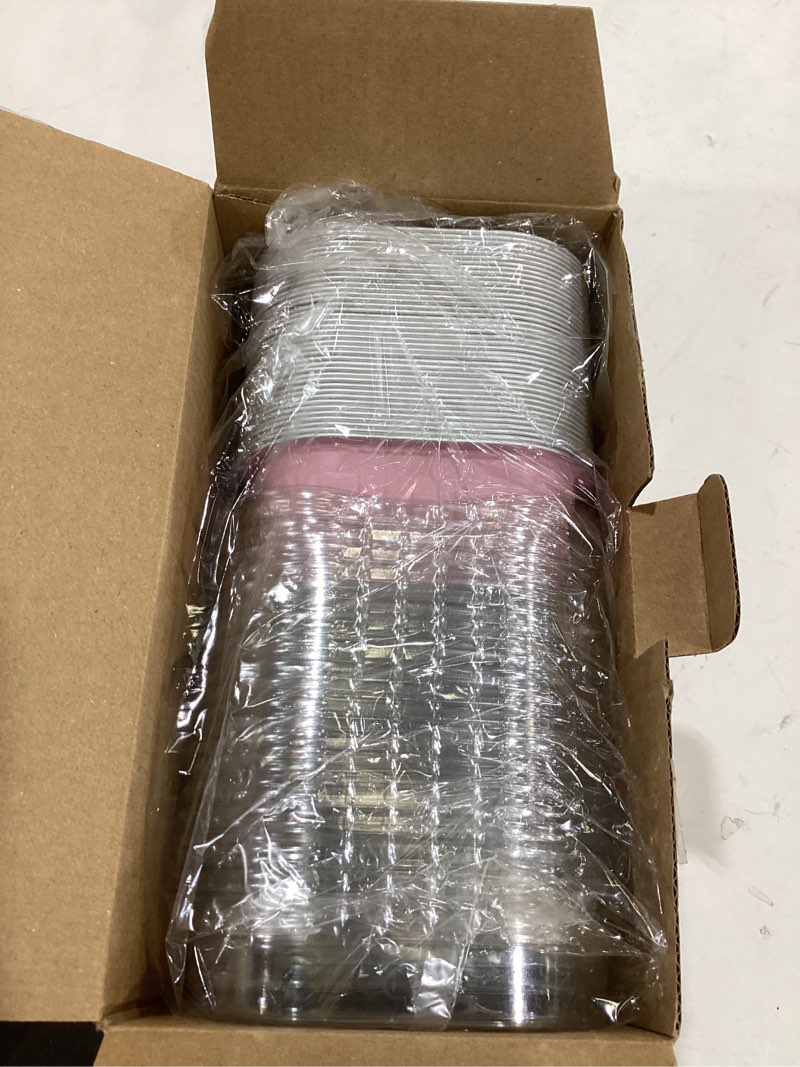Condition photo showing New/Like New for LNYZQUS 10oz Mini Cake Pans With Lids 40 Pack, Aluminum Foil Square Brownie Baking Cups,Disposable 4”x4” Large Cupcake Pan,Jumbo Muffin Tin Ramekins Holders-Pink Pink 10 oz