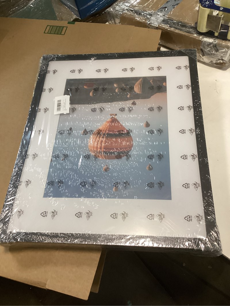 Condition photo showing New/Like New for 16x20 Picture Frame Set of 3 with 11x14 Mat, Display Photo 11x14 with Mat or 16 x 20 Without Mat, Wall Hanging Large 16 by 20 Poster Frame with Plexiglass, 3 Pack, Black Black 16x20 inch