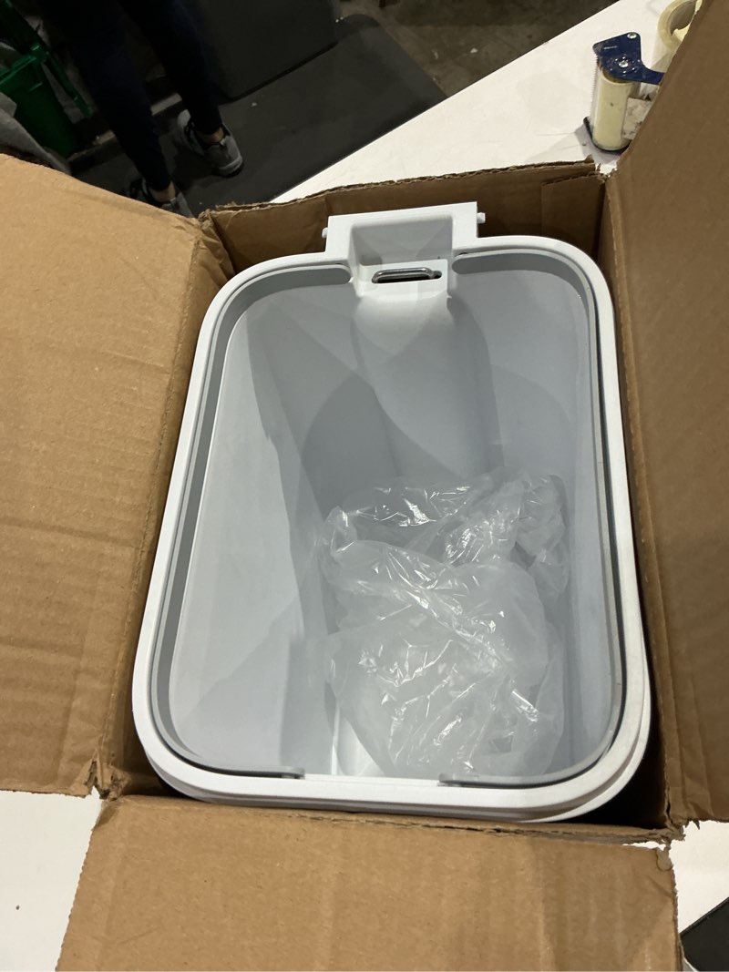 MOPALL 2.7 Gallon Small Bathroom Trash Can with Lid Soft Close, Garbage Can with Press Top Lid & Foo