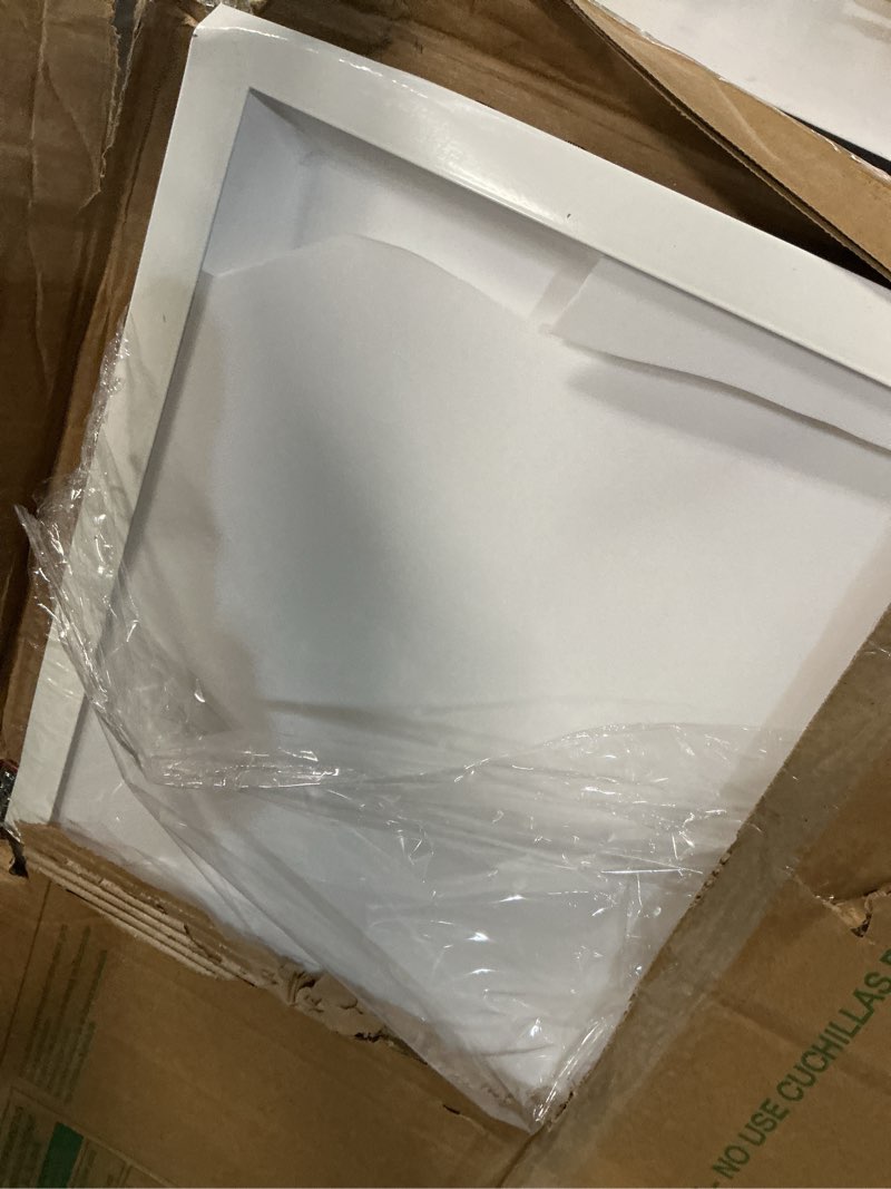 Condition photo showing As Is for lithonia lighting cpx 2x4 led flat panel light, 2 ft. x 4 ft. led light panel, ceiling lighting fixture, 4000/5000/6000 adjustable lumens, 3500k/4000k/5000k switchable cct, smooth satin lens, white 3500k | 4000k | 5000k 2 ft. x 4 ft. switchable lumens space
