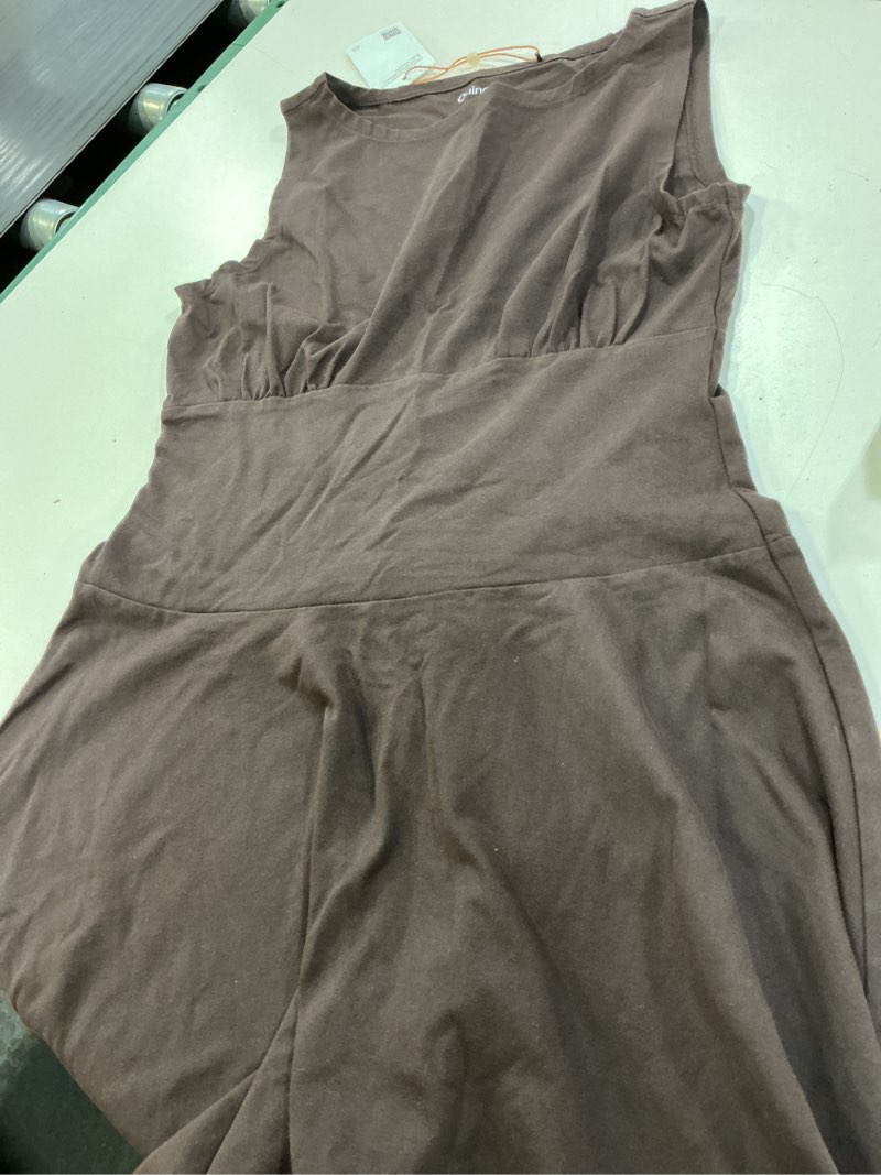 Condition photo showing Good Condition for organic stretch jersey drop waist mini dress / espresso / s