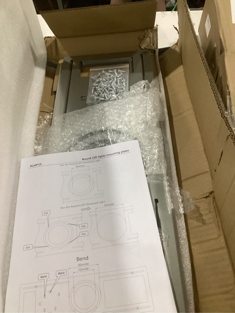 Condition photo showing Good Condition for new construction mounting plate, 4-6 inch, led recessed lighting housing kits, flat steel rough in bracket fixture for led light bar, 12pc shallow recessed lighting housing plate 4-6 inch,12 pack silver