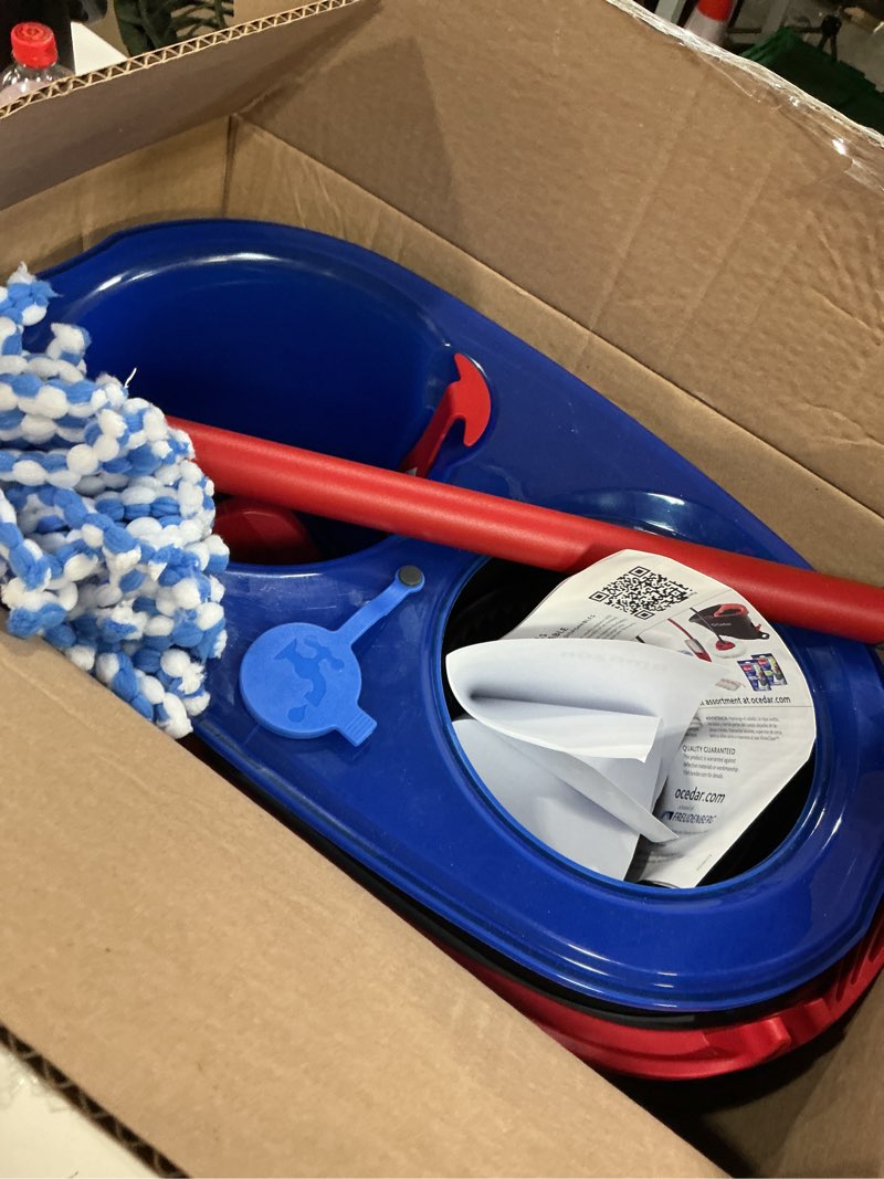 Condition photo showing Good Condition for o-cedar rinseclean spin mop & bucket system | clean with water | removes 99% of bacteria