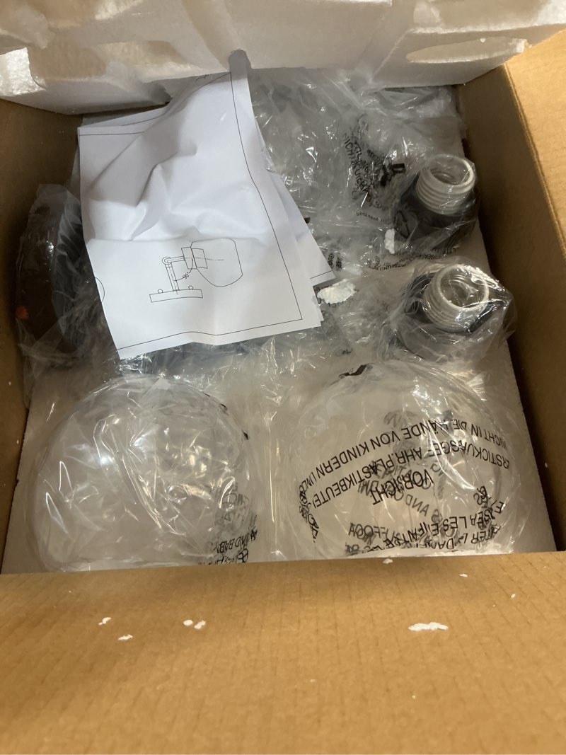 Condition photo showing New/Like New for zeyu 3-light farmhouse vanity light, 23 inch bathroom light fixtures with water ripple globe glass, oil rubbed bronze finish, zs62bg-3w orb-wg orb + water ripple globe glass 3-light