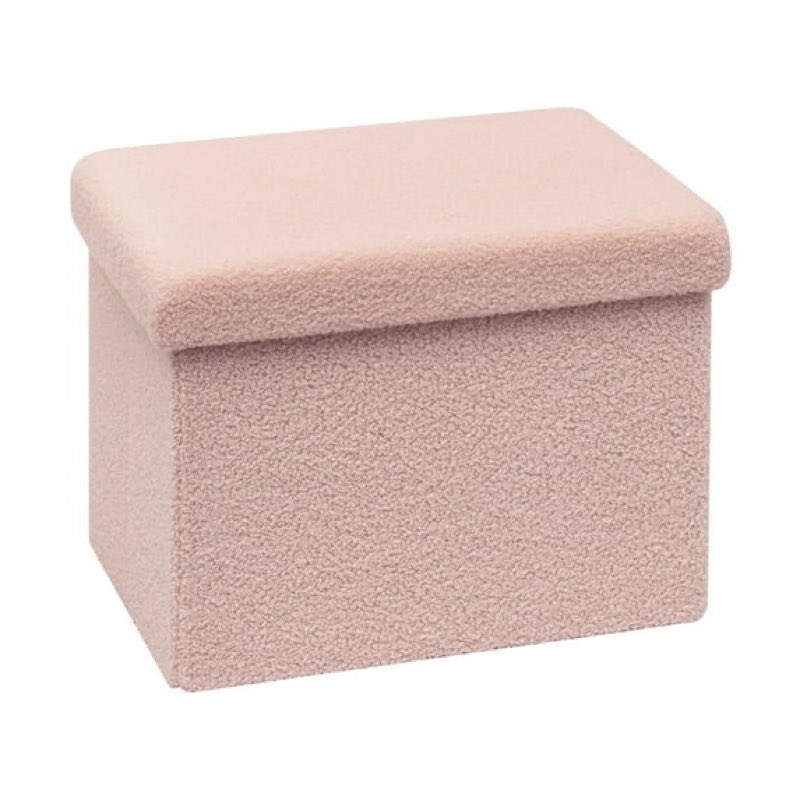 PINPLUS 16.5" Folding Storage Ottoman Cube,Foot Rest Stool Seat for Living Room,Pink,Sherpa Fabric