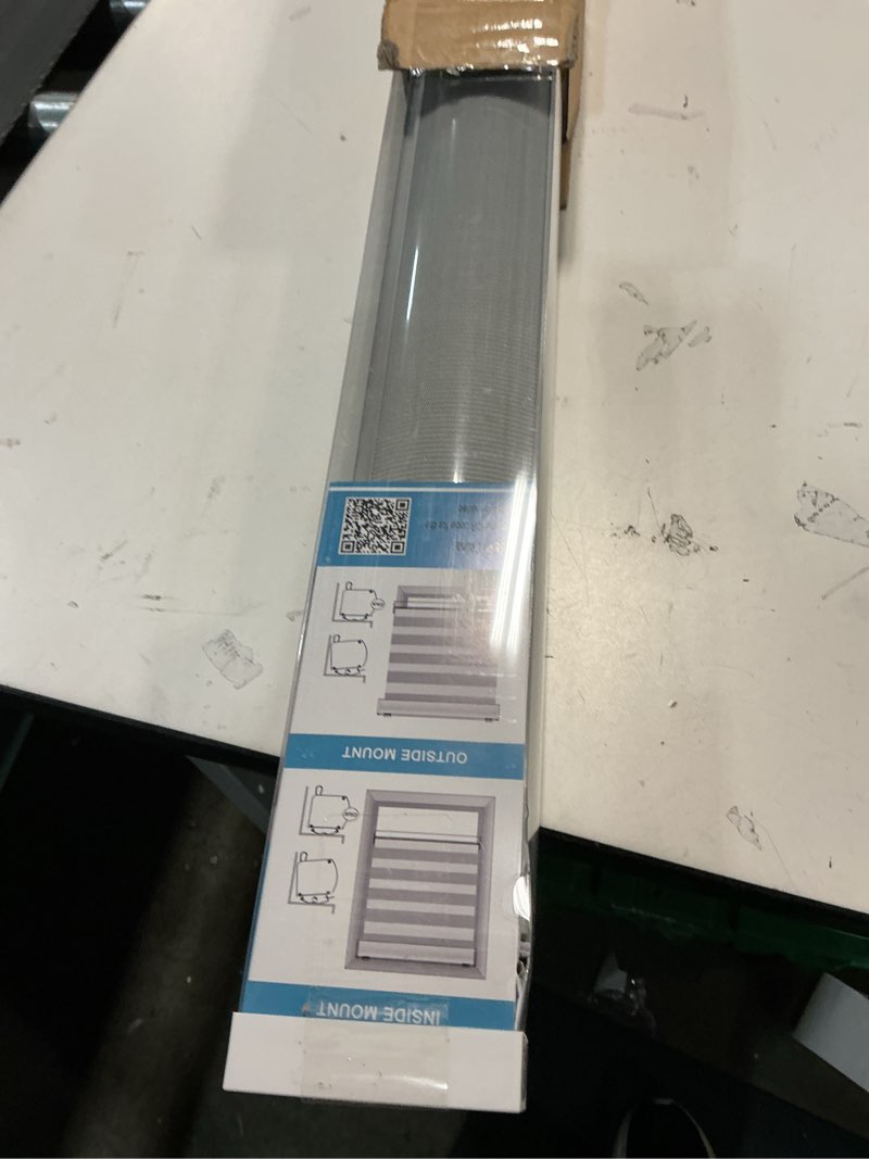 Condition photo showing Good Condition for MYshade Roller Shades Zebra Blinds for Windows Cordless Day and Night Light Filtering Shades Dual Layer Roller Blinds 30" x 64" Grey Grey 30"W x 64"H