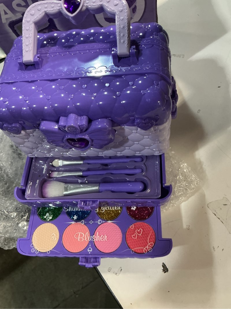 Condition photo showing New/Like New for 54 Pcs Kids Makeup Kit for Girls, Princess Real Washable Pretend Play Cosmetic Set Toys with Mirror, Birthday Gifts for 3 4 5 6 7 8 9 10 Years Old Girls Kids (Purple)