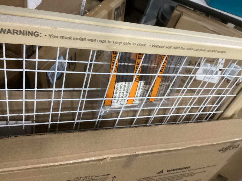 Condition photo showing Good Condition for toddleroo by north states - extra-wide wire mesh wooden baby gate: pressure mounted baby gate for doorways - adjustable 29.5 to 50 inches wide - 31 inches tall