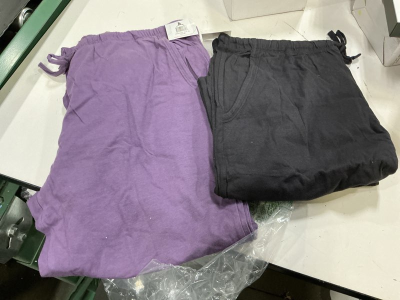 Condition photo showing Good Condition for sexy basics women's 100% cotton lounge pants | capri style pajama sleep bottoms | drawstring & pockets |multi-packs & colors medium 2 pack - olive, grape, charcoal