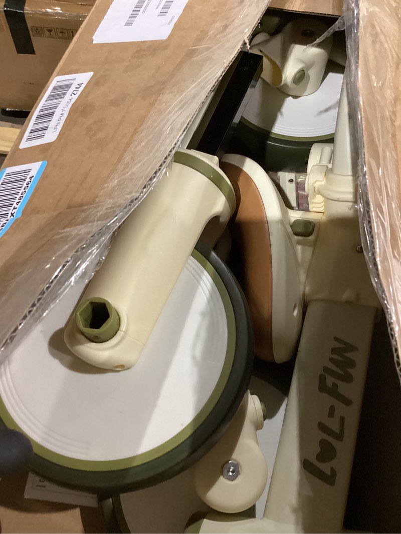 Condition photo showing As Is for LOL-FUN Tricycle for Toddlers 1-3 Baby Balance Bike 1 2 Year Old Boys Girls Ride on Toy with Parent Steering Push Handle & Removable Pedal Cream Olive