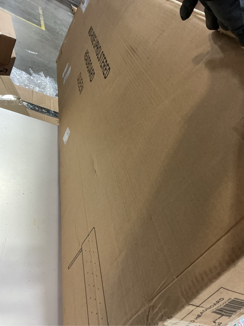 Condition photo showing New/Like New for Lucid Mid-Rise Upholstered Headboard - Diamond Tufted - Padded Polyester - Adjustable Height from 34” to 46” - Easy Assembly - Bed Frame or Wall Mount - Sturdy - Charcoal - Queen Size Charcoal Queen Diamond Tufting