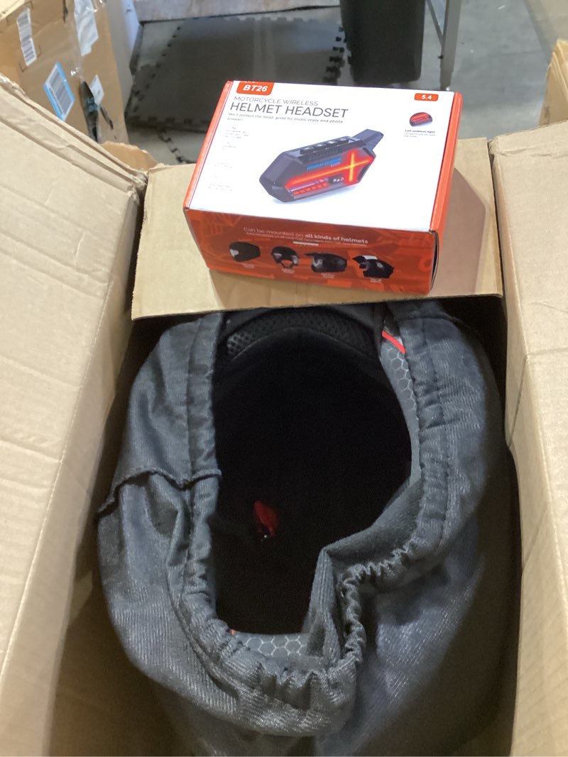 Condition photo showing Good Condition for bluetooth modular motorcycle helmets with tail lights, dot certified flip-up dual visor full face helmets for men & women moto atv utv snowmobile adv four wheeler street bike glossy black large