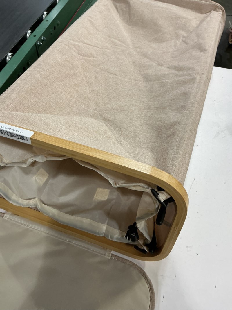 Condition photo showing Good Condition for 65l slim laundry hamper, narrow laundry basket with lid,foldable clothes hamper with bamboo handles,hamper basket with removable inner bag for laundry room bedroom college dorm,oatmeal oatmeal 65l