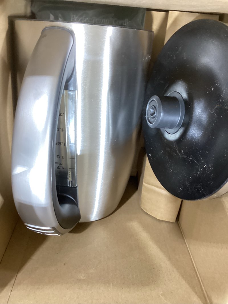 Condition photo showing As Is for Cuisinart PerfecTemp 1.7-Liter Electric Kettle, Cordless Electric Tea Kettle, 1500W for Fast Heat-Up, 6 Preset Temperatures, 30-Minute Keep Warm, Stay Cool Nonslip Handle, CPK-17P1 Stainless Steel PerfecTemp
