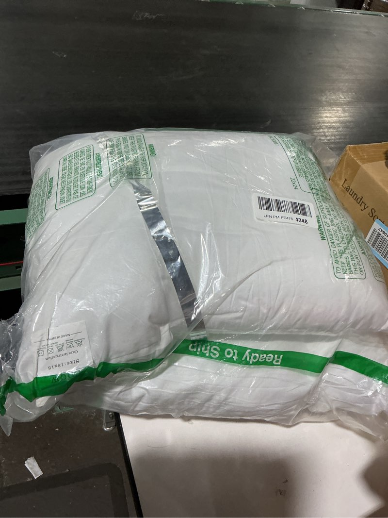 Condition photo showing Good Condition for EDOW Throw Pillow Inserts, Set of 2 Lightweight Down Alternative Polyester Pillow, Couch Cushion, Sham Stuffer, Machine Washable. (White, 18x18)