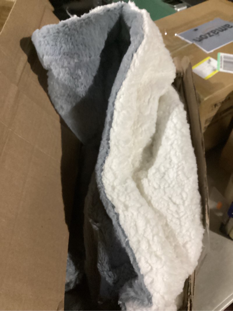 Condition photo showing Good Condition for SIMILAR TO STOCK PHOTO.. YUSOKI Grey Queen Faux Fur Blanket,2 Layers,Queen90\" x 90\" Without Pillows Big Soft Plush Fuzzy Large Warm Fluffy Gray Throw Blanket for Bed