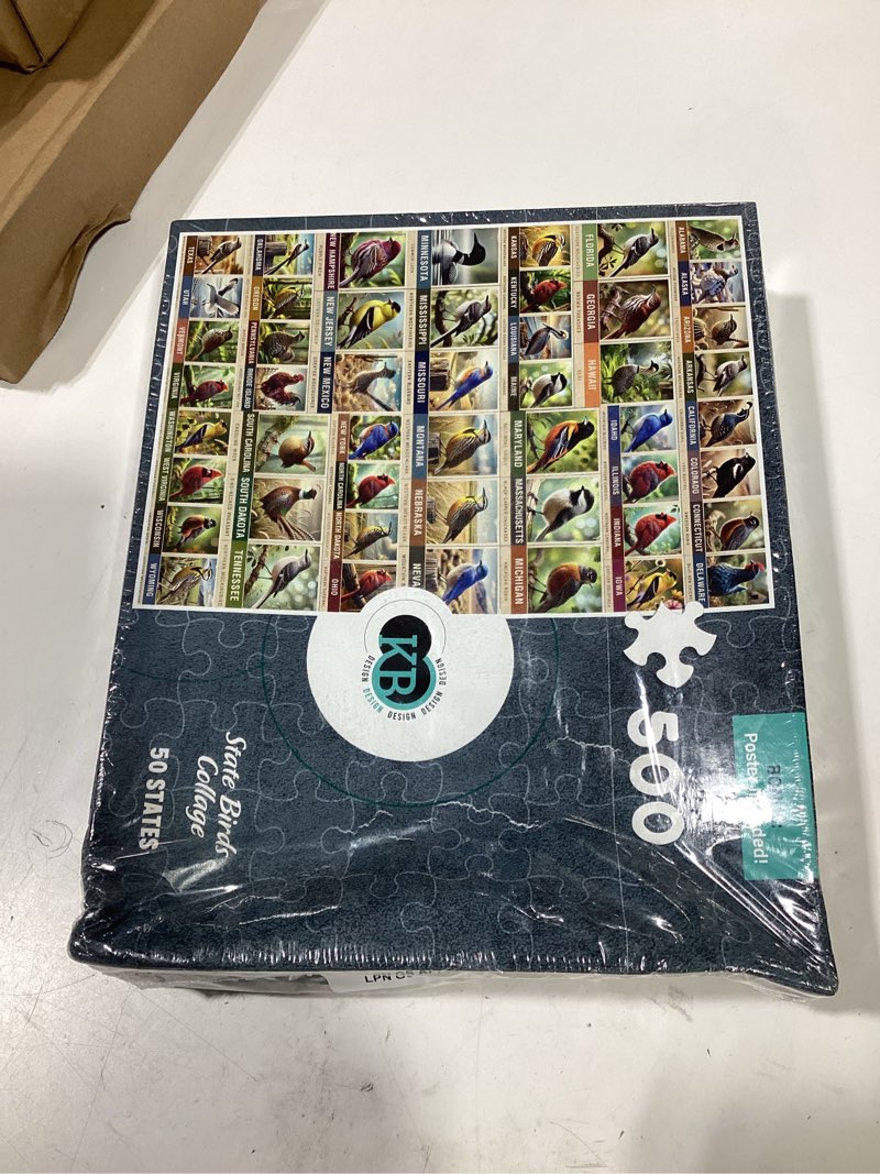 Condition photo showing As Is for mypuzzle state birds series: 50 state birds collage, vol.1 - premium 500 piece jigsaw puzzle for adults 500 pieces