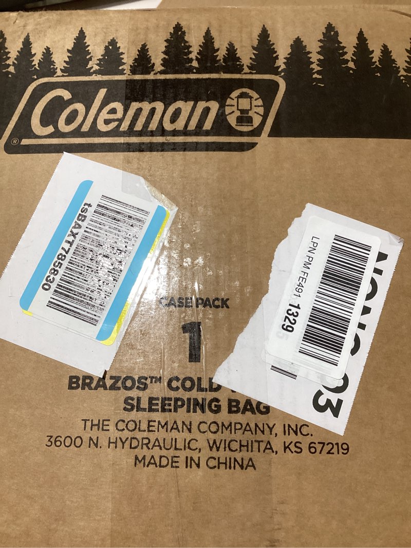 Condition photo showing New/Like New for Coleman Sun Ridge 40°F Cool-Weather Sleeping Bag, Lightweight Adult Sleeping Bag with Soft Trim & Draft Tube, Machine Washable