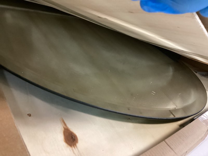 Condition photo showing Good Condition for 24 inch Beveled Bathroom Mirror, Frameless Round Mirror, 1" Polished Beveled Edge Circle Mirror for Bathroom, Living Room, Bedroom 24"L x 24"W