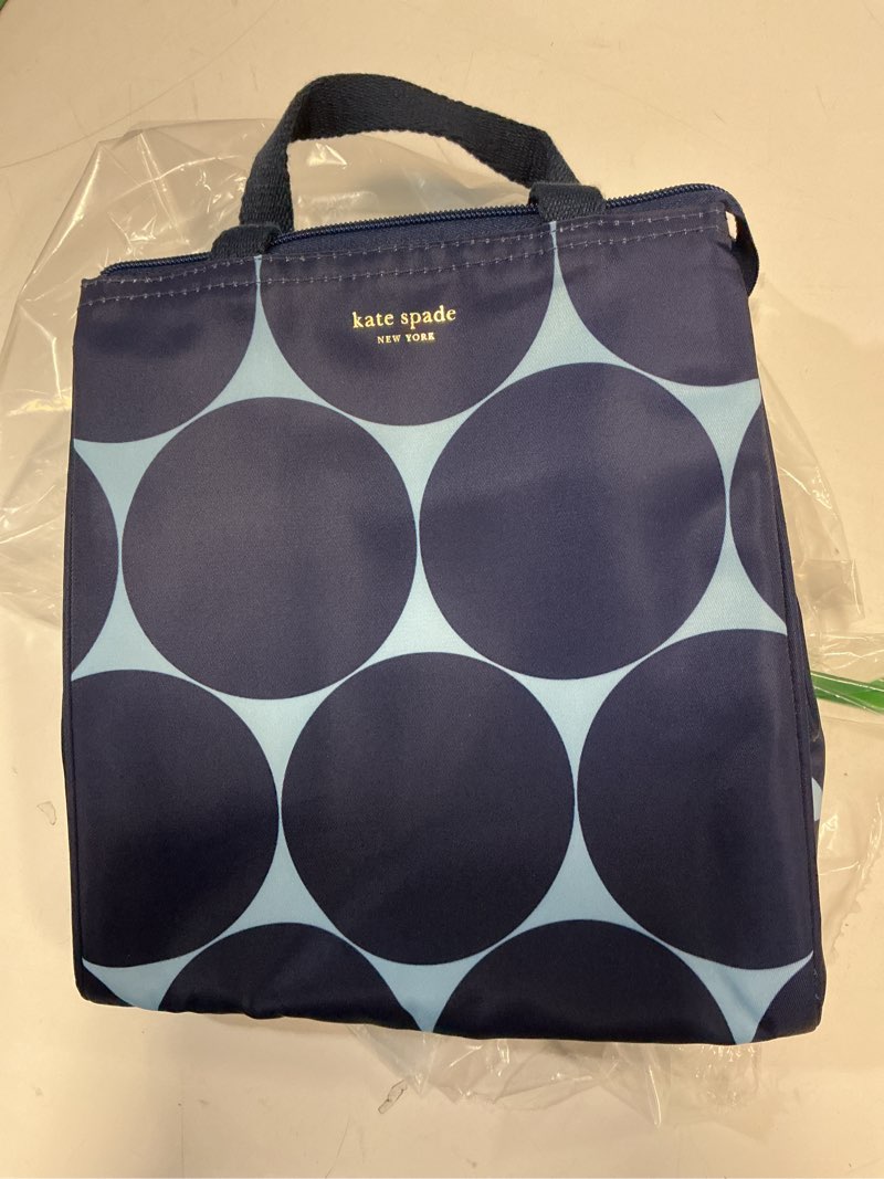 Condition photo showing Good Condition for Kate Spade New York, Portable Soft Cooler Lunch Bag with Silver Insulated Interior Lining and Storage Pocket, Joy Dot One Size Joy Dot