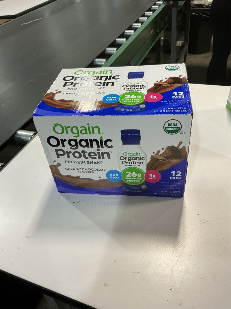 Condition photo showing New/Like New for ((apr/02/2026))orgain organic 26g grass fed whey protein shake, creamy chocolate - meal replacement, ready to drink, low net carbs, no sugar added, gluten free, non-gmo, 14 fl oz (pack of 12) (packaging may vary) (b01mze5y50)