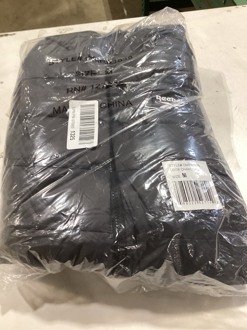 Condition photo showing New/Like New for reebok mens puffer jacket - lightweight quilted glacier shield plus size puffer jackets for men - insulated mens winter coats medium charcoal