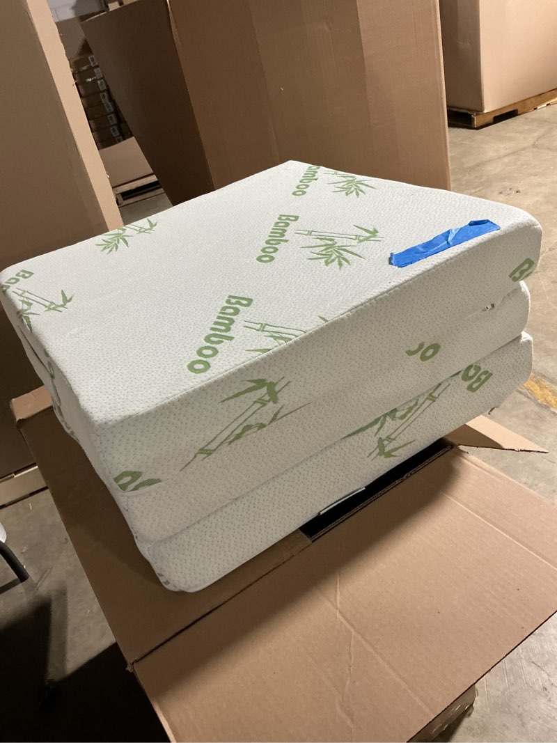 Condition photo showing Good Condition for inofia 4 inch tri folding mattress, trifold memory foam single mattress with ultra soft breathable removable cover, foldable & portable single size bed (75\" x 25\" x 4\") small single 4 inch