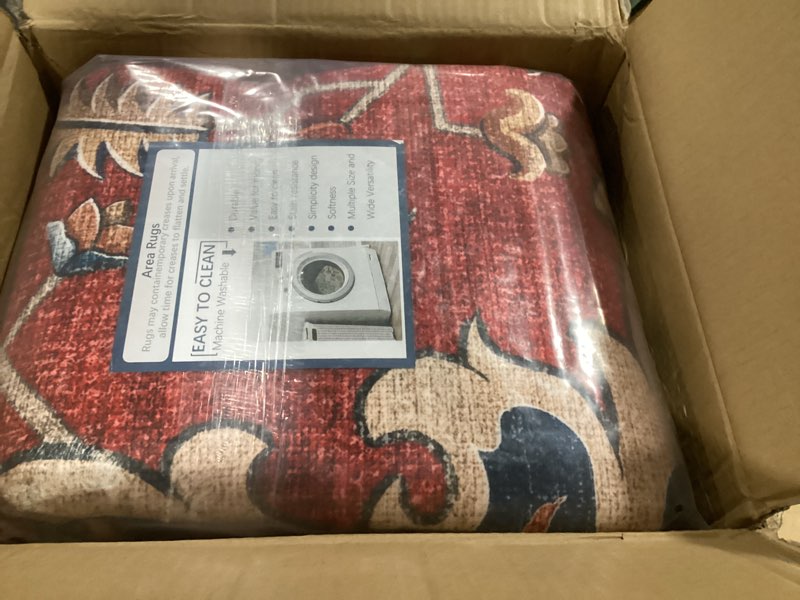 Condition photo showing Good Condition for chamler 10'x14' washable area rug boho chic medallion distressed design non-shedding easy care ideal for high traffic areas in rug for living room bedroom office coffee table large carpet red blue flowers 10' x 14' (rectangular)