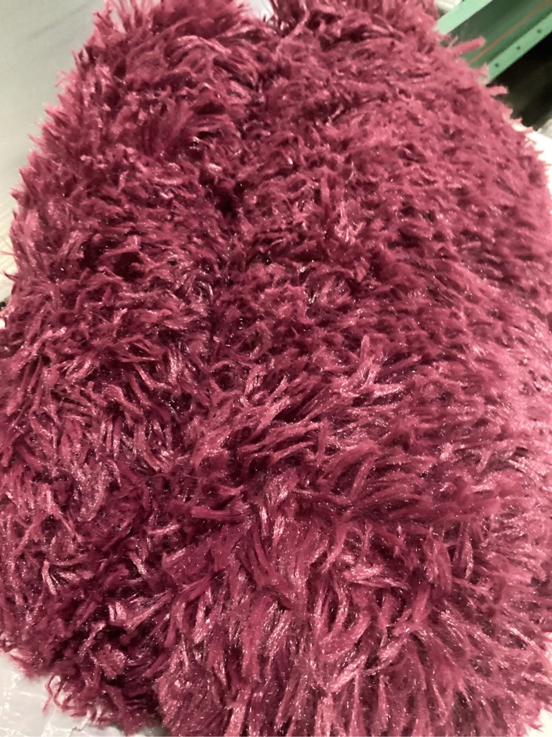 Condition photo showing As Is for Burgundy Plush Rug for Living Room Fuzzy Carpet for Bedroom Dorm, Non-Slip High Pile Rug, Shag Rug for Playroom Nursery Home Office Decor 5X7 Ft Burgundy 5' x 7' (Rectangular)