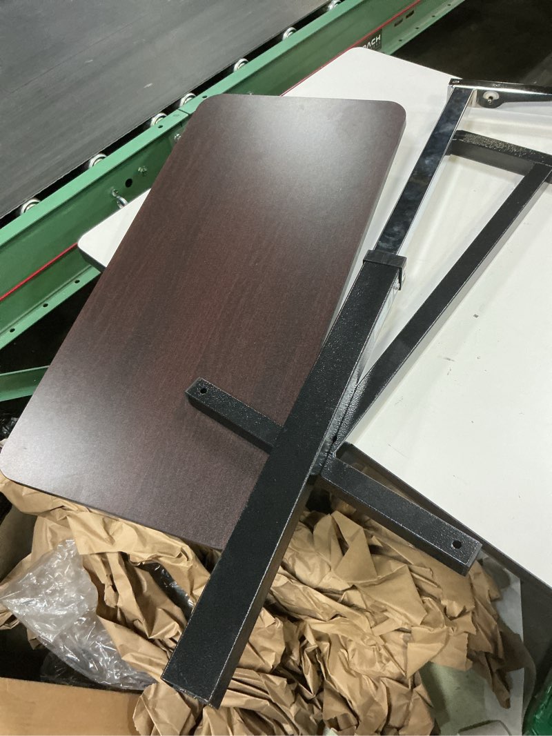 Condition photo showing As Is for Drive Medical Overbed Table with Wheels - Secure Height Adjustment for Comfort - Non Tilt Surface - Smooth Rolling Design - Home & Hospital Use - Woodgrain Laminate Top - Silver Vein Silver Vein Table