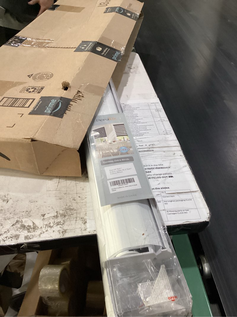 Condition photo showing New/Like New for persilux cordless zebra blinds for windows free-stop window blinds (35" w x 47" h, white) dual layer light control for day and night, light filtering sheer shades for home, bedroom, easy to install 35"w x 47"h white