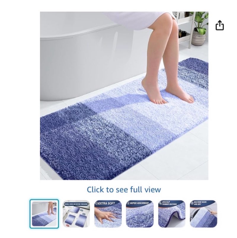 olanly bathroom runner rugs mat 59x24, extra soft absorbent microfiber bath rug, rubber backing, qui