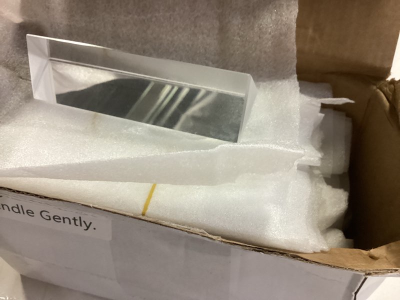 Condition photo showing Good Condition for Kanayu 12 Pack Clear Triangular Prism Optical Glass Triple Prism for Photography Effects Physics Teaching Light Spectrum Optics(4 Inch)