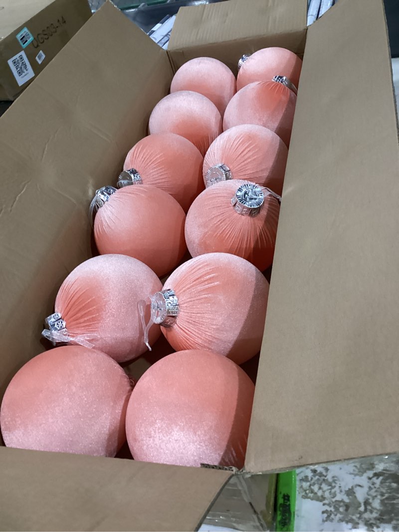 Condition photo showing New/Like New for 12 Pcs Jumbo Pink Velvet Christmas Balls Ornaments Bulk 6 Inch Extra Large Flocked Christmas Tree Ornaments Xmas Bulbs Decorations Giant Hanging for Outdoor Indoor Xmas Home Party