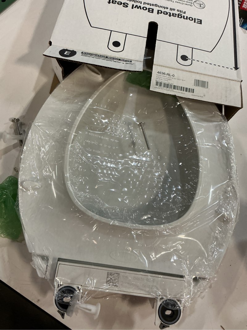 Condition photo showing New/Like New for KOHLER 4636-RL-0 Cachet ReadyLatch Elongated Toilet Seat Slow Close, Soft Close Toilet Seat Quiet Lid, Contoured Grip-Tight Bumpers Installation Hardware, Apartment Essentials, White White Elongated Ready Latch