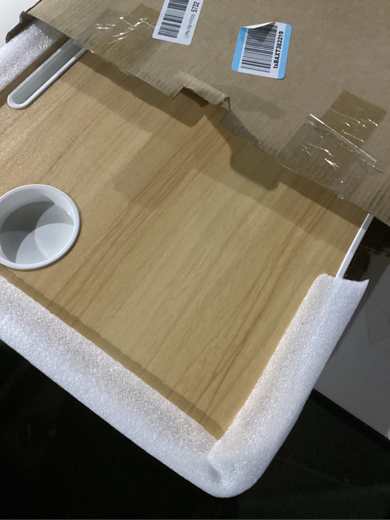 Condition photo showing Good Condition for Foldable Laptop Table, Portable Lap Desk Bed Table Tray, Laptop Stand with Cup Holder & Tablet Slot & Lifting Handle for Working Writing Drawing & Eating (Wood)