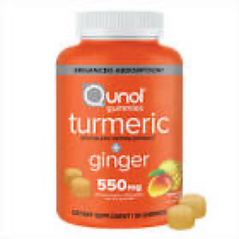 (exp:06/27) qunol turmeric and ginger with black pepper gummies, turmeric curcumin supplement, joint health supp