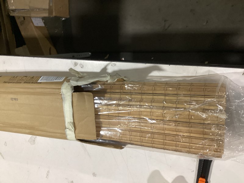 Condition photo showing Good Condition for facimi cordless blackout roman bamboo shades, light filtering natural woven shades with 6 inches high valance, custom room darkening privacy lined bamboo blinds for windows, doors, line brown