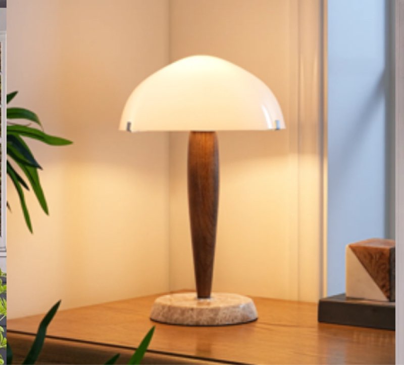 Glass Shade Table Lamp With Marble Base