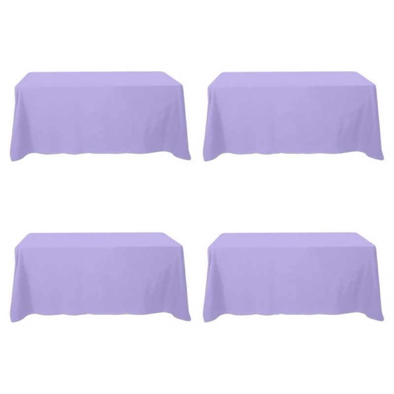 BRILLMAX 4 Pack Lavender Tablecloths for 6 Foot Rectangle Tables 90 x 132 Inch - 6ft Rectangular Bulk Linen Polyester Fabric Washable Long for Wedding Reception Banquet Party Buffet Birthday