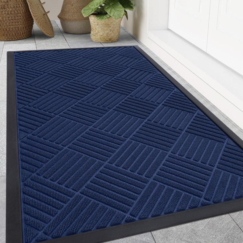 Front Door Mat Outside Entrance, Heavy Duty Outdoor Indoor Natural Rubber Doo...