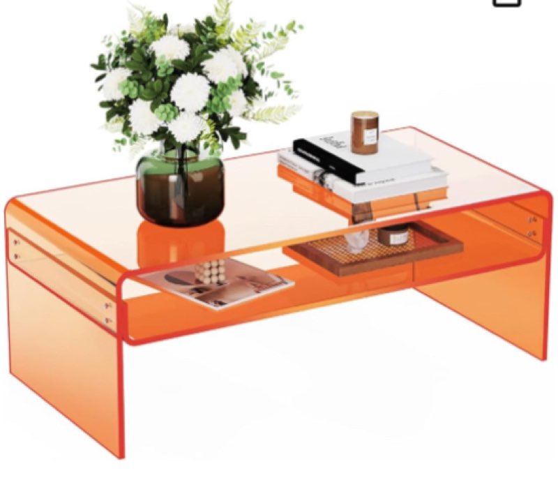 Solaround Acrylic Coffee Table, Living Room Table, Living Room, Bedroom,  (Orange)