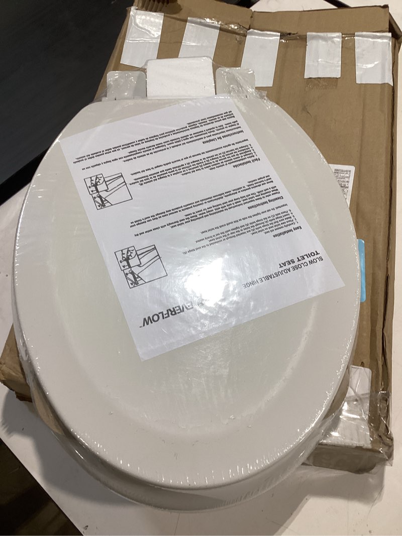 Condition photo showing New/Like New for kohler broadwood quiet-close, elongated toilet seat soft close, durable wood, easy installation, universal fit, home essentials, white finish, k-25881-0 white elongated single-hinge