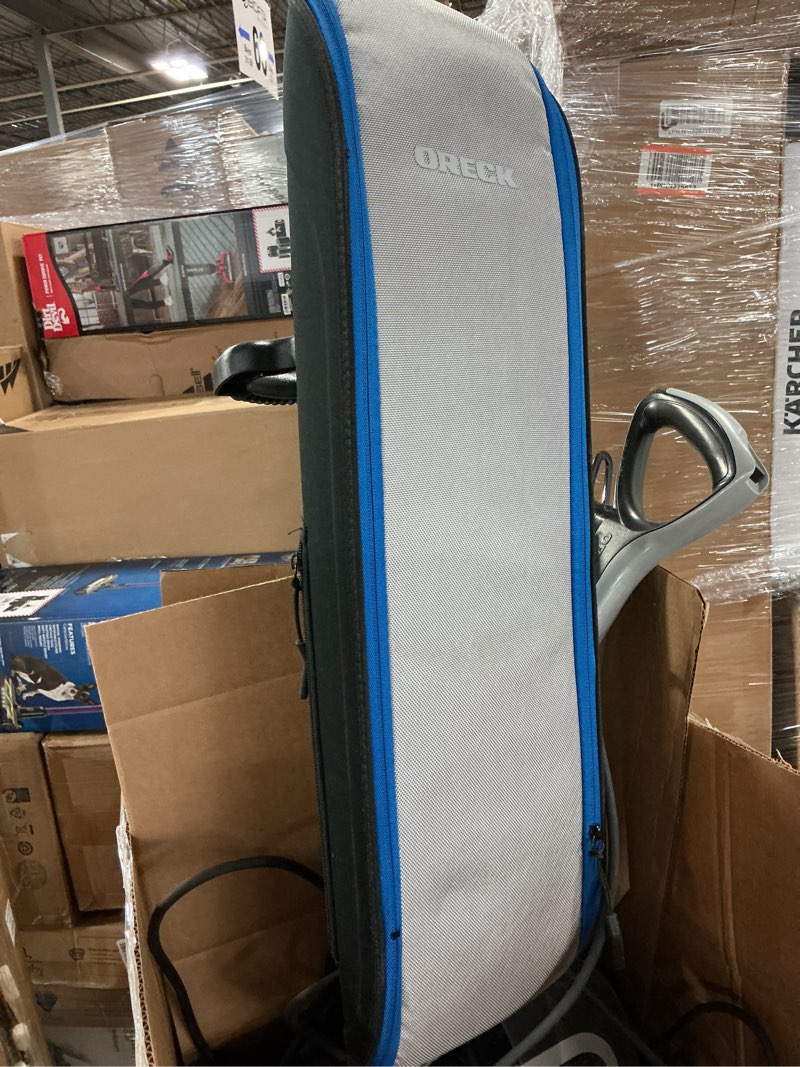 Condition photo showing As Is for oreck hepa swivel upright vacuum cleaner, lightweight bagged upright vac, hepa media filtration, traps debris and locks in dirt, swivel steering, corded vacuum cleaners for home use swivel upright bagged