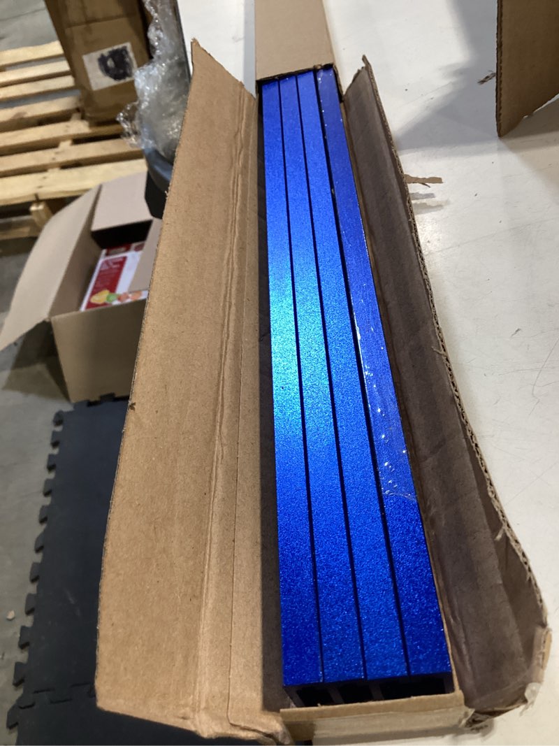 Condition photo showing As Is for aluminum 48 inch t-track with wood screws–double cut profile universal with predrilled mounting holes -woodworking and clamps–frosted surface anodized - 4 pk (blue) 4 48"