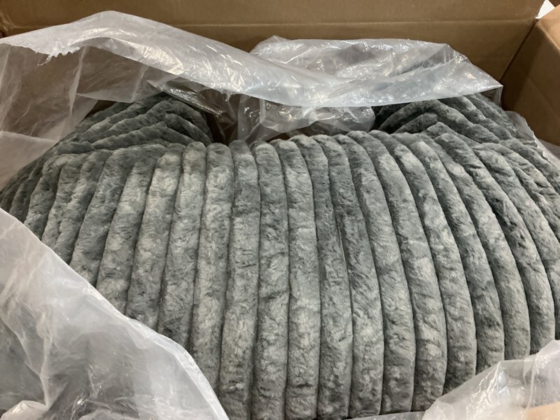 Condition photo showing Good Condition for Giant Plush Bean Bag Chair for Adults with Armrests - Oversized Comfy Grey Beanbag Lounge Lazy Floor Sofa Accent Chair for Living Room, Bedroom & Dorm, Cozy Fluffy Single Cloud Mini Couch XL Sofa Chair Grey