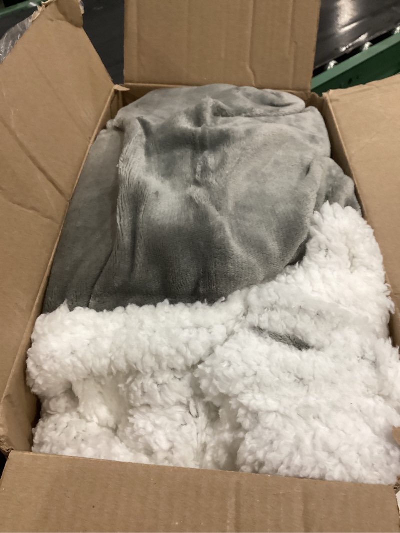 Condition photo showing Good Condition for electric heated blanket 72"x84" full size - flannel & sherpa fabric dual-sided, 6 heat settings & 1-10 hours auto off, soft & cozy warming throw for home, office, or bed, machine washable, light gray