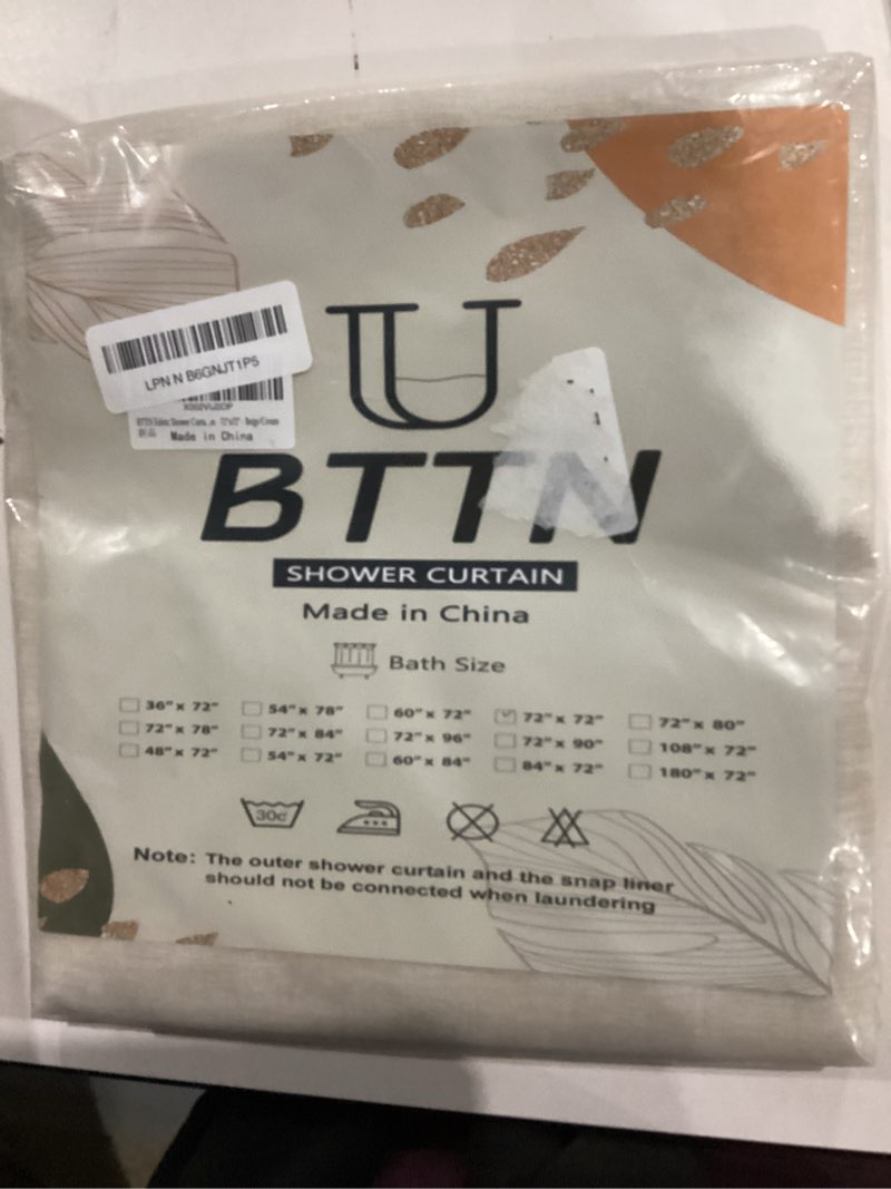 Condition photo showing New/Like New for bttn fabric shower curtain, linen textured heavy duty polyester cloth shower curtain set with 12 plastic hooks, hotel luxury waterproof decorative shower curtains for bathroom - 72\"x72\" - beige/cream a - cream 72\"w x 72\"l (pack of 1)